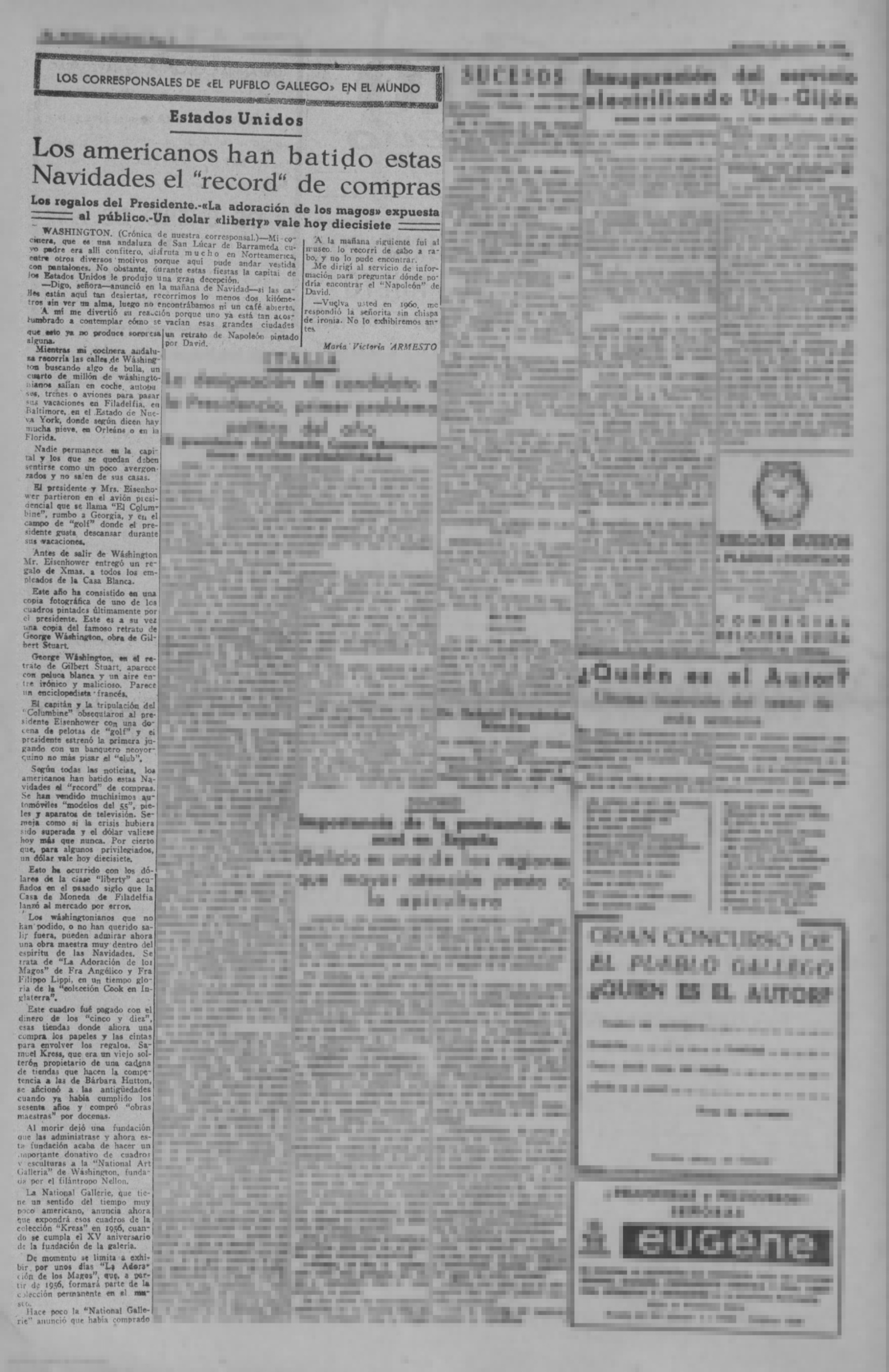 El Pueblo Gallego 1955 - Récord compras navidad